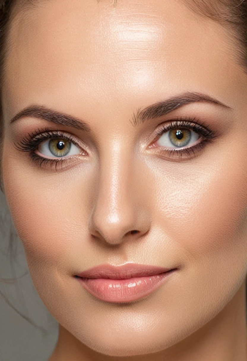 A smiling woman, profile photo, half body close-up, 40 year old woman, full body close-up, detailed face, beautiful detailed eyes, beautiful detailed lips, extremely detailed eyes and face, large eyes, accentuated cheekbones, sharp chin, aquiline nose, Italian, long eyelashes, high quality, 8k, photorealistic, professional portrait photography, soft lighting, warm color tones, natural skin tones