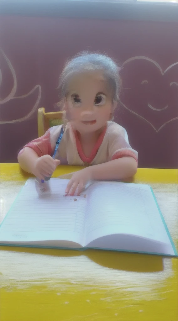 A Disney Pixar Style , high qualiy, better quality doing homework，There is a case on the table