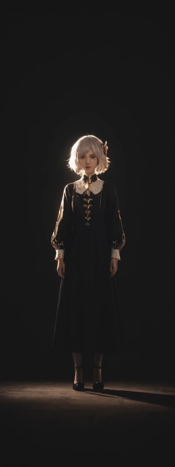 cinematic film, Realistic photograph,realistic, score_9, score_8_up, score_7_up, score_6_up,
1girl, solo, from front, full body, Paimon \(genshin impact\),, black background, makeup, sidelighting, backlighting, glowing, ,shallow depth of field, vignette, highly detailed, high budget, bokeh, cinemascope, moody, epic, gorgeous, film grain, grainy,