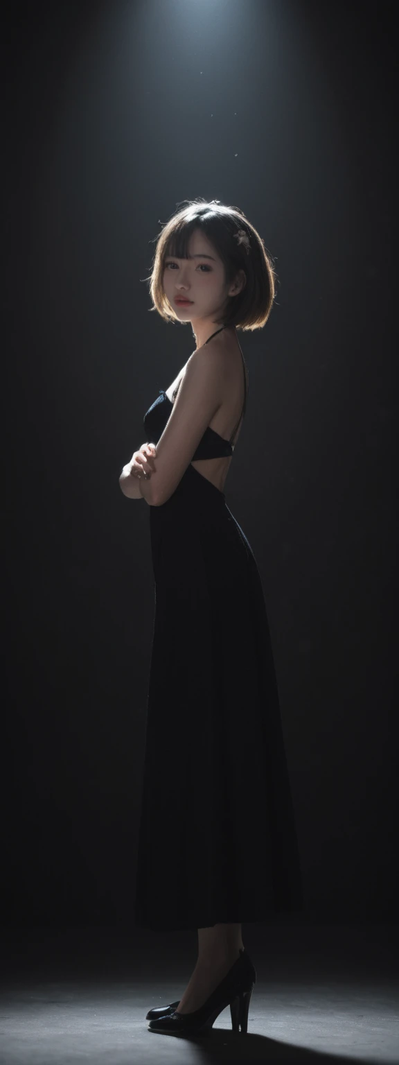 pregnant photoshoot, in a black dress, Shadows, world, Glare, photoshoot, fashion model, Glare, Studio