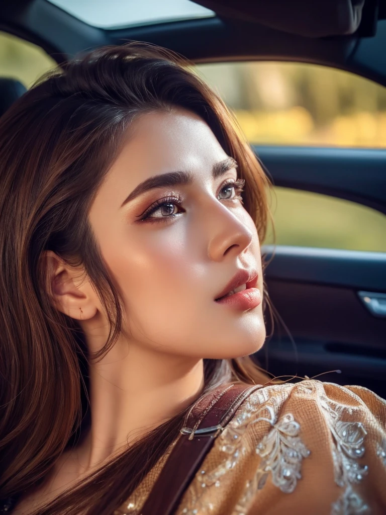 beautiful detailed eyes, beautiful detailed lips, extremely detailed eyes and face, long eyelashes, 1girl, boyfriend, inside car, selfi, instagram story, photorealistic, 8k, masterpiece, cinematic lighting, vibrant colors, romantic, intricate details, natural lighting, high quality, hyper detailed