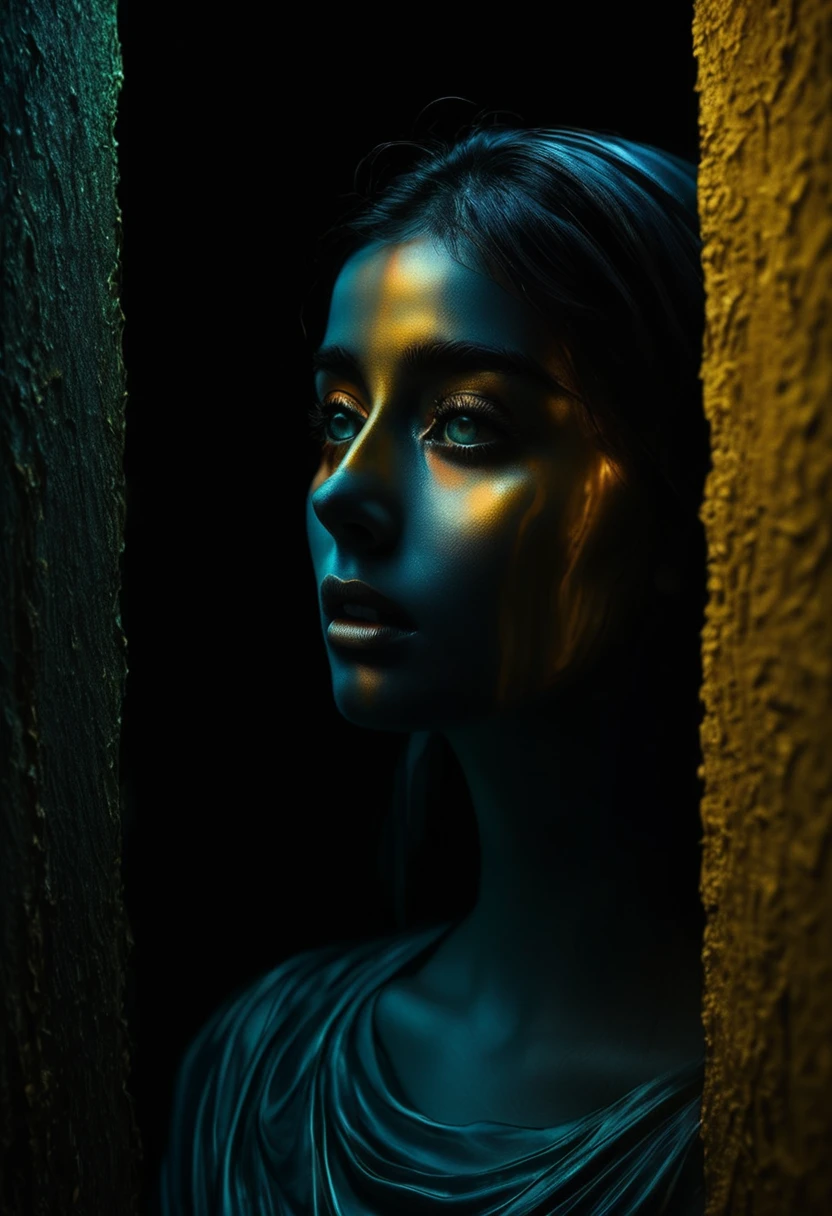 my fears seen from my soul are different my fears look sad and desolate ,the image looks very real, impressive colors 16k light of nostalgia dark and sad atmosphere depth of field 24k composition photography volume in shadows communicate idea unique piece work of art spectacular lighting