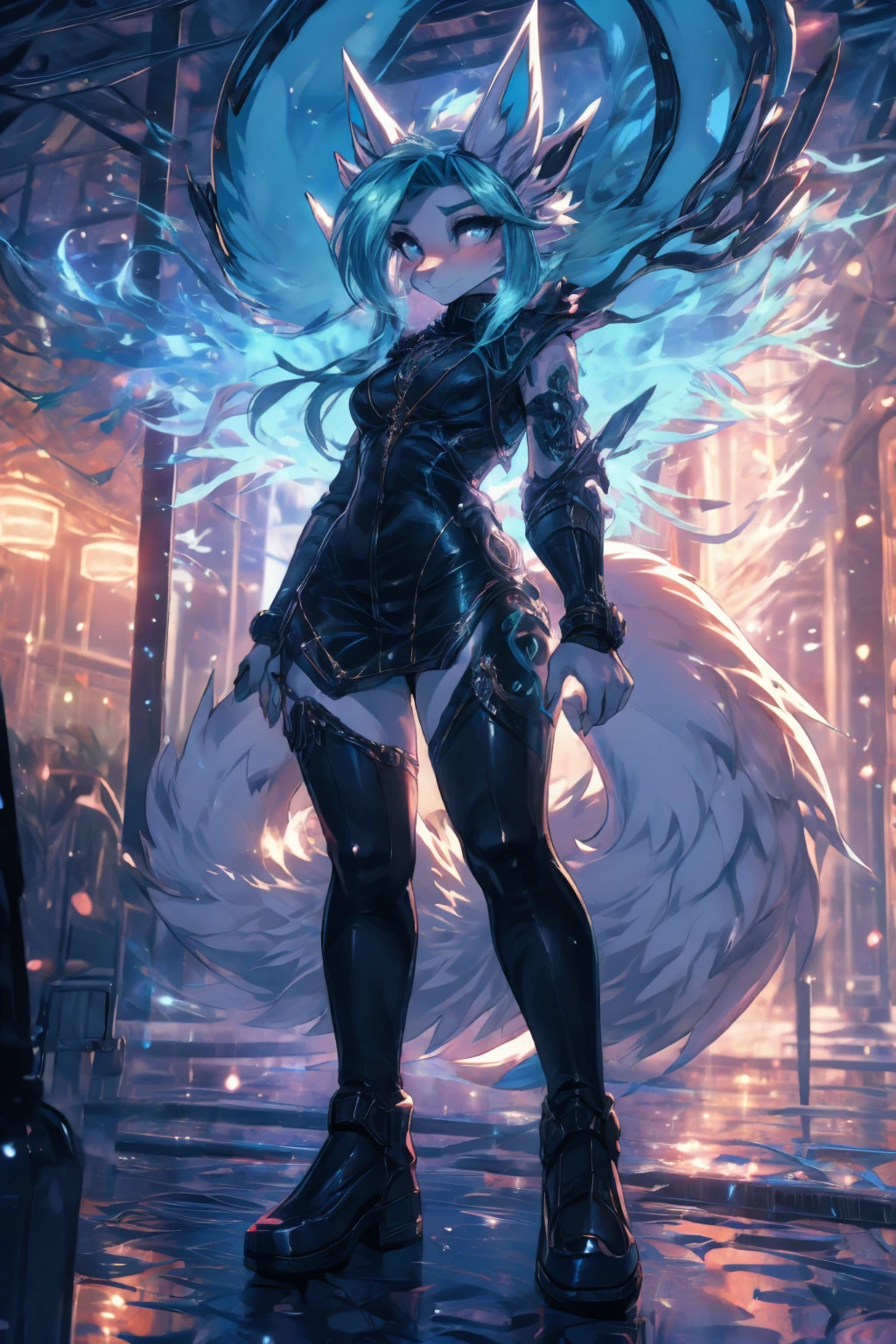 anime girl,tennage girl 18 years old, anime style, cute hatsune miku x suicune, centaurys girl,shy girl , kitsune ears, dark natasha art, city landscape, art by vixen aztra, full body high definition in details the best image quality, feet add_detail:1, prostitute girl add_detail:1, oiled body add_detail:1 heavy rain add_detail:1, bondage sexy costume add_detail:1