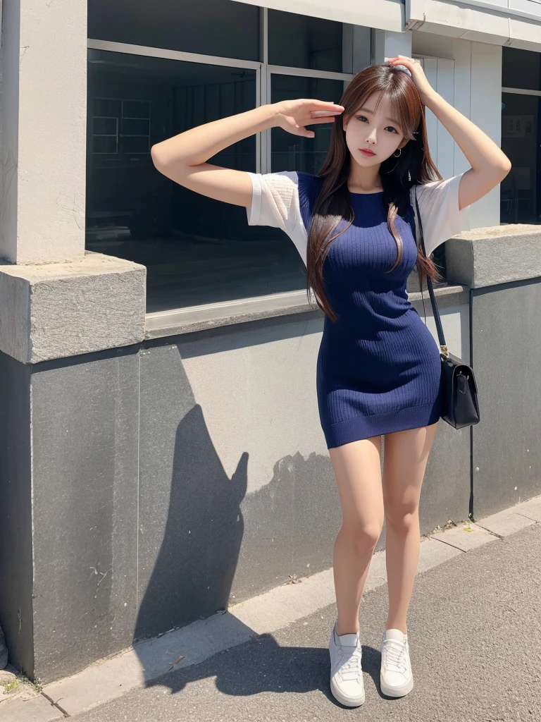 Korean、One female、Sexy women、High-quality images、Full body image、Beautiful thighini knit dress