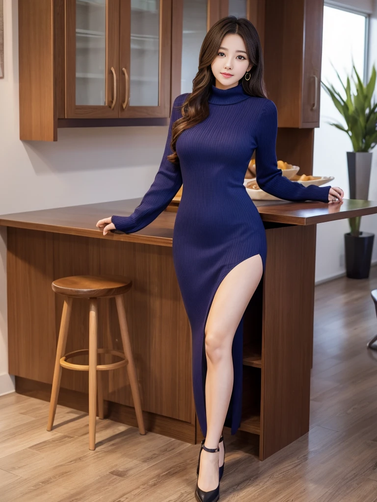 Korean、One female、Sexy women、High-quality images、Full body image、Beautiful thighini knit dress