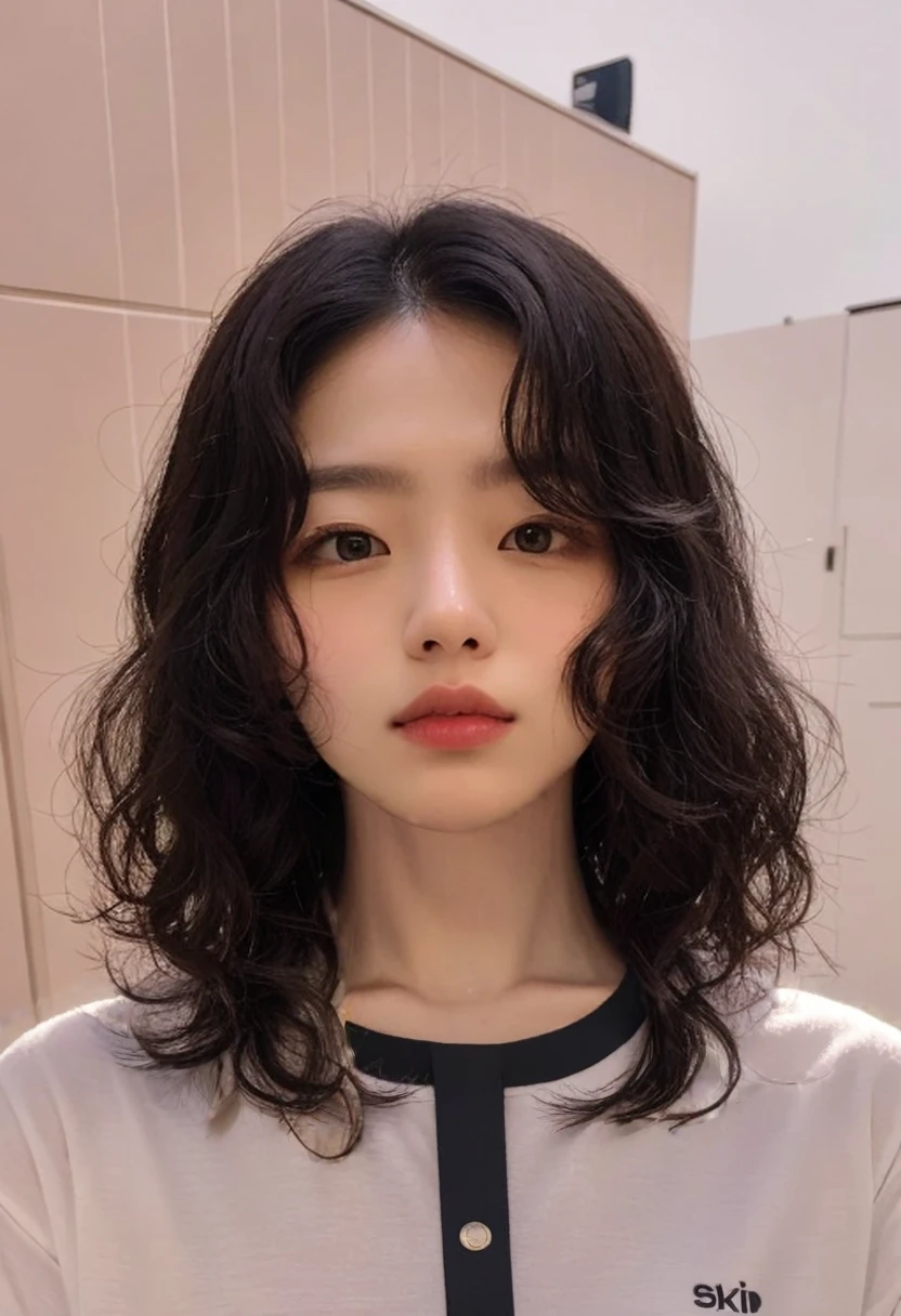 Best Quality, 8k, Masterpiece, (Portrait: 1.3), (photo realistic:1.4), (hyper realistic:1.4), Sharp Focus, looking at viewer, (smoother lighting:1.1), (increase cinematic lighting quality:0.9), realistic lighting, backlighting, light on face, ray trace, (brightening light:1.2), (Increase quality:1.4), sharp detail, (best quality real texture skin:1.4), finely detailed eyes, black_eyes, finely detailed face, 25 year old Korean woman, (white t_shirt:1.4), (Create an image maintaining the original base model hairstyle:1.5)
