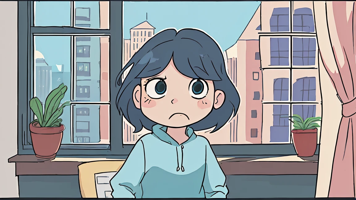 Cartoon style, several different windows