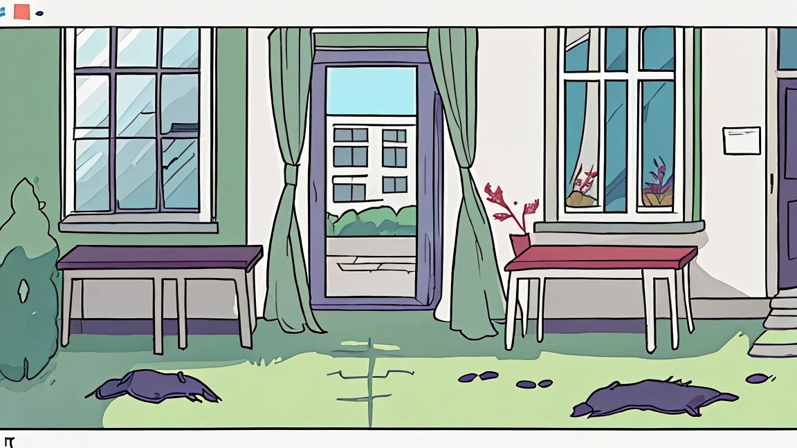 Cartoon style, several different windows
