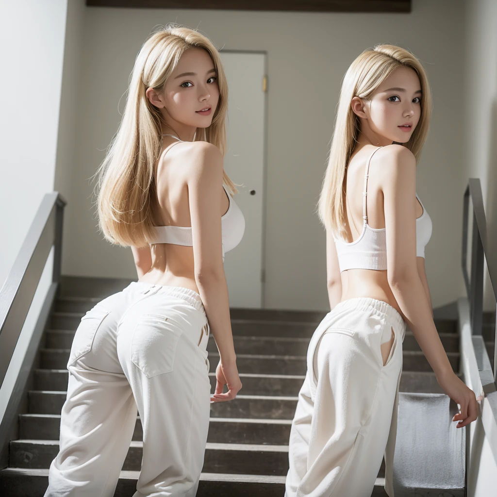 18year old, Solo, Best Quality,1girl in, shorttwintail, Blonde hair, panties on, (White panty:1.2), (Looking back while climbing the stairs, I can see a glimpse of the pants.:1.5), Shrine stairs, (Panties are visible through the skirt:1.2), (Upper body:1.4),(Shy:1.2), (blush:1), Smile, (Jig eyes),((Five Fingers)), Small breasts, , serafuku,
masutepiece, Best Quality, Clear Detail, Ultra-detailed, High quality, Beautiful detailed