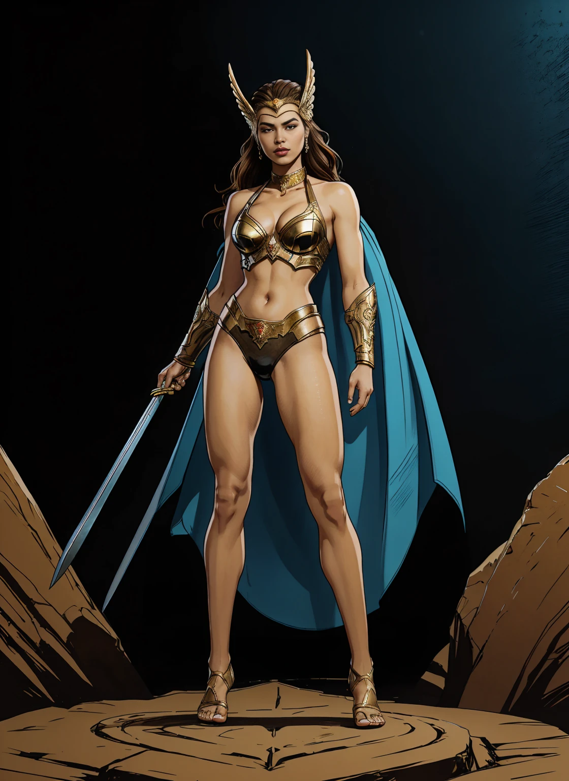 ((Full body photo, standing, feet on the ground)) Alison Tyler as a Valkyrie of Asgard, blue eyes, long brown hair, perfect body, Lady Knight,  She-ra, TM Samurai, intricate face details, poster style, icons, vibrant colors, vector style, digital art, 4K, intricate details, mesmerizing, professionally made, beautiful vector illustration, 12K resolution, 3D, all characters in detailed full body, highly detailed, vibrant, ultra high quality, Hyperrealism, Photorealism, octane render]


