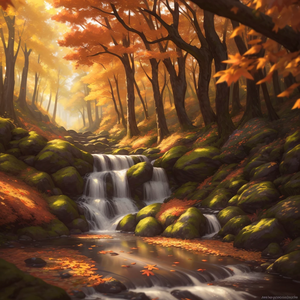 masterpiece, best quality, high quality, extremely detailed CG unity 8k wallpaper,landscape with texture ,A place with lots of leaves on the ground and autumn colors,award winning photography, Bokeh, Depth of Field, HDR, bloom, Chromatic Aberration ,Photorealistic,extremely detailed, trending on artstation, trending on CGsociety, Intricate, High Detail, dramatic, art by midjourney