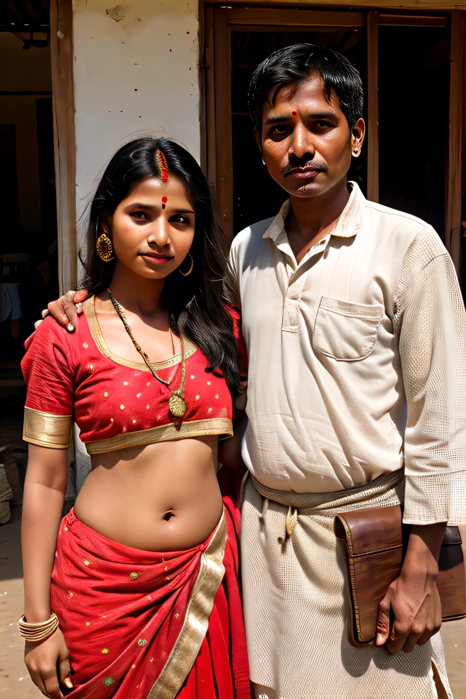 Indian village woman and man