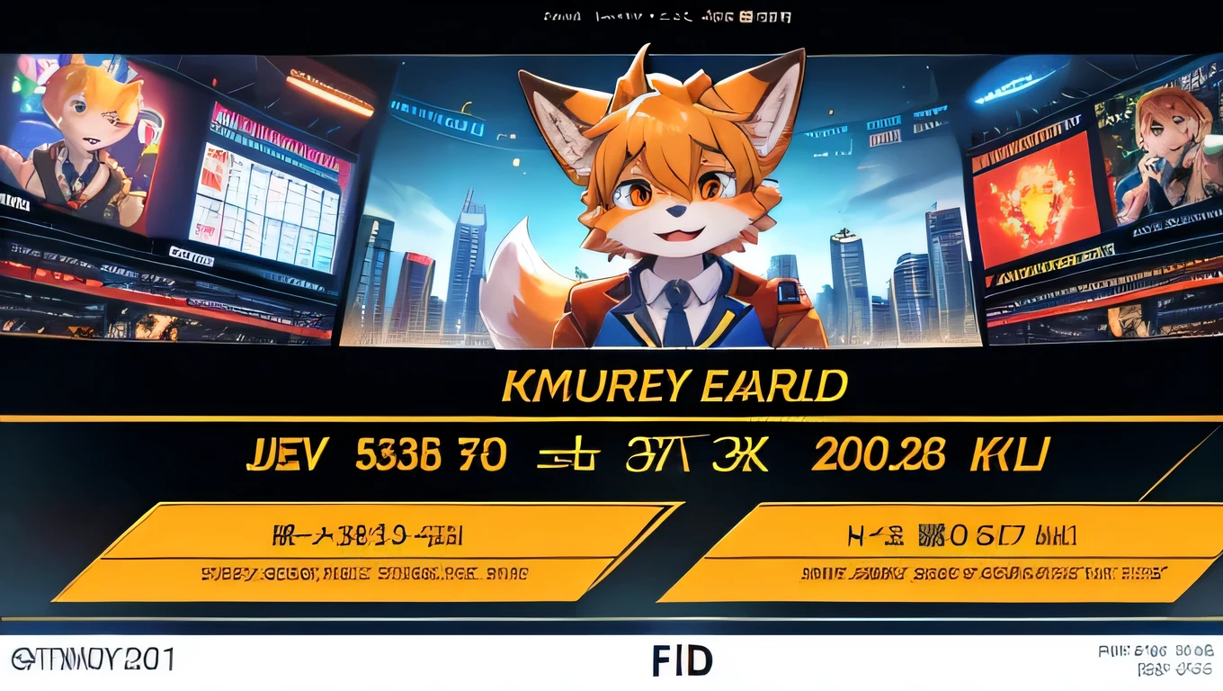 fox boy,Television anchor,8k resolution,high resolution,最high resolution,News-like caption,Broadcasting station logo,Casual wear,Emergency warning broadcast,Timetable below,