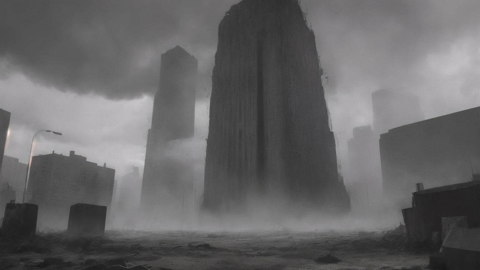 cinematic film, Realistic photograph,

In a horror-themed setting, a massive, oversized eldritch stele, towering 20 storeys high, is covered in bas-relief depicting demonic pain and suffering, along with unholy glyphs. Smoke billows from a blasphemous portal to hell at the stele's base, casting an eerie glow. This colossal structure pierces through a gigantic hole in a major downtown street, surrounded by broken asphalt and rubble. A dust cloud swirls around its base, and cars are scattered around, caught in the chaos.
The scene is set at night, amplifying the dark and spooky atmosphere. The extreme wide-angle lens captures the vastness of the stele, while the hero angle emphasizes its ominous presence. The entire scene is shrouded in a mood of suspense and grimness, with every detail rendered in high detail, enhancing the unsettling and eerie feel of this otherworldly horror.


,shallow depth of field, vignette, highly detailed, high budget, bokeh, cinemascope, moody, epic, gorgeous, film grain, grainy, 