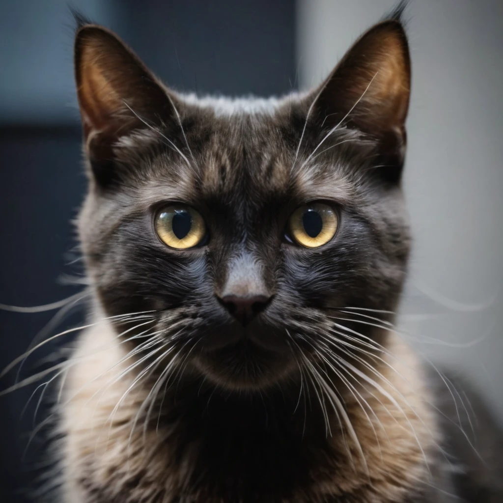 An animated meme image featuring a black cat engaging in a variety of random actions and displaying a wide range of facial expressions with vivid emotions. The cat’s sleek fur and bright eyes are detailed, showing its playful and mischievous nature. Each frame captures different scenarios: the cat pouncing, making exaggerated faces, reacting dramatically, and interacting with various objects. The background changes subtly, providing context to each action while keeping the focus on the cat’s expressive and humorous antics. The overall style is lively and captivating, filled with dynamic motion and comedic effect.