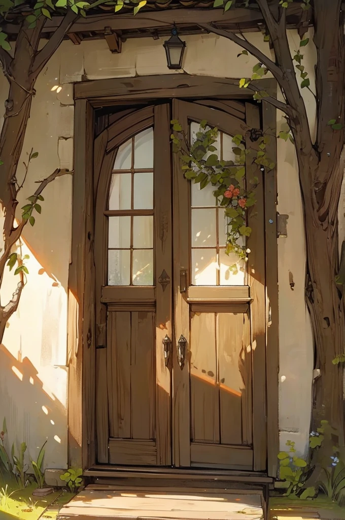 I need a rustic door in the style of a magic fairy, a detailed door