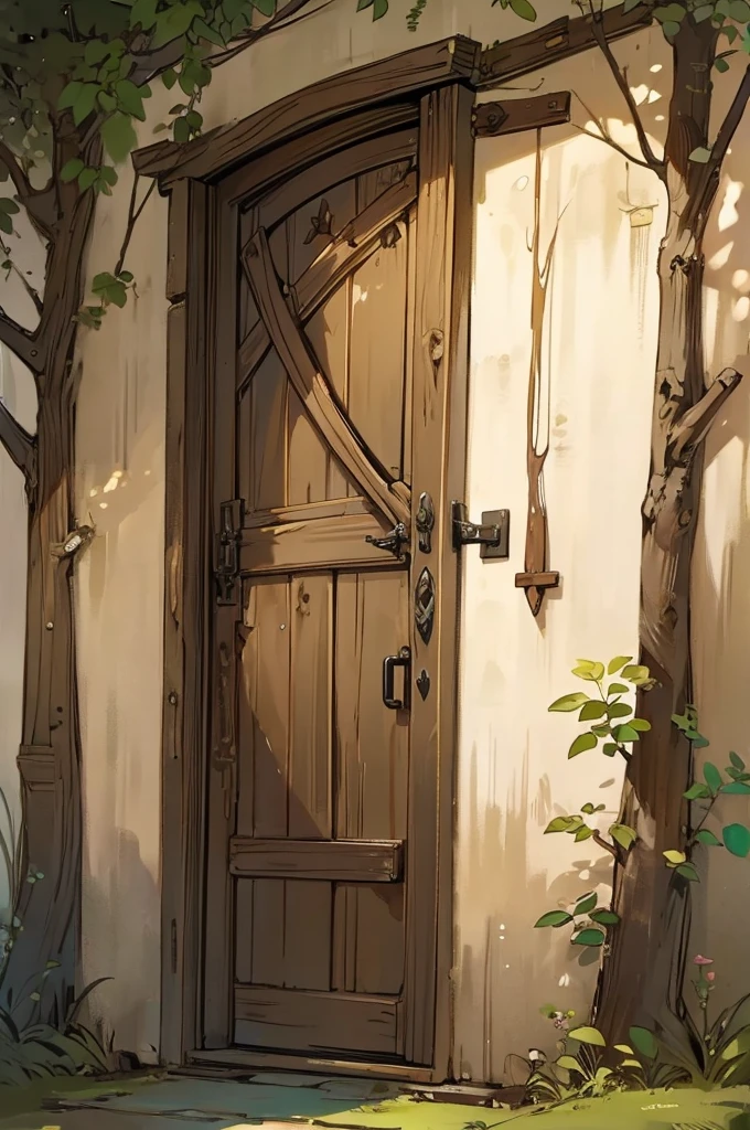 I need a rustic door in the style of a magic fairy, a detailed door