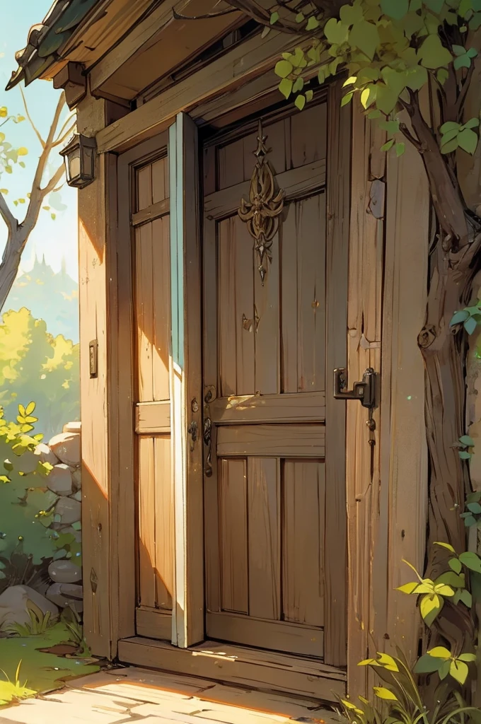 I need a rustic door in the style of a magic fairy, a detailed door