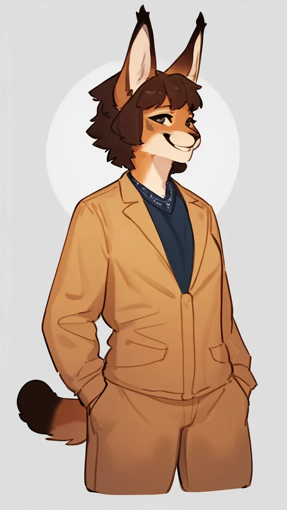 By bebebebebe, by lostgoose, by goonie-san, solo, standing, female, caracal, delgada sexy, hair, smiling, happy,; faraona,