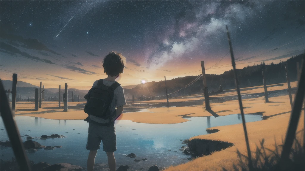 Summer vacation, Secret Base, Absurd, High resolution, Super detailed, (1 little boy:1.3),
Break Lomography, Analogue photography, Vibrant colors, Soft Focus, Light leakage, Dreamy atmosphere, Experimental charm, Nostalgic Charm BREAK Color Field Painting, large colored bands, abstract expressionism, Bold colors, Emotional impact, Atmospheric Depth, Minimalist Approach BREAK
, Space Exploration, Celestial Bodies, Astronomical phenomena, Scientific discoveries, otherworldly wonders