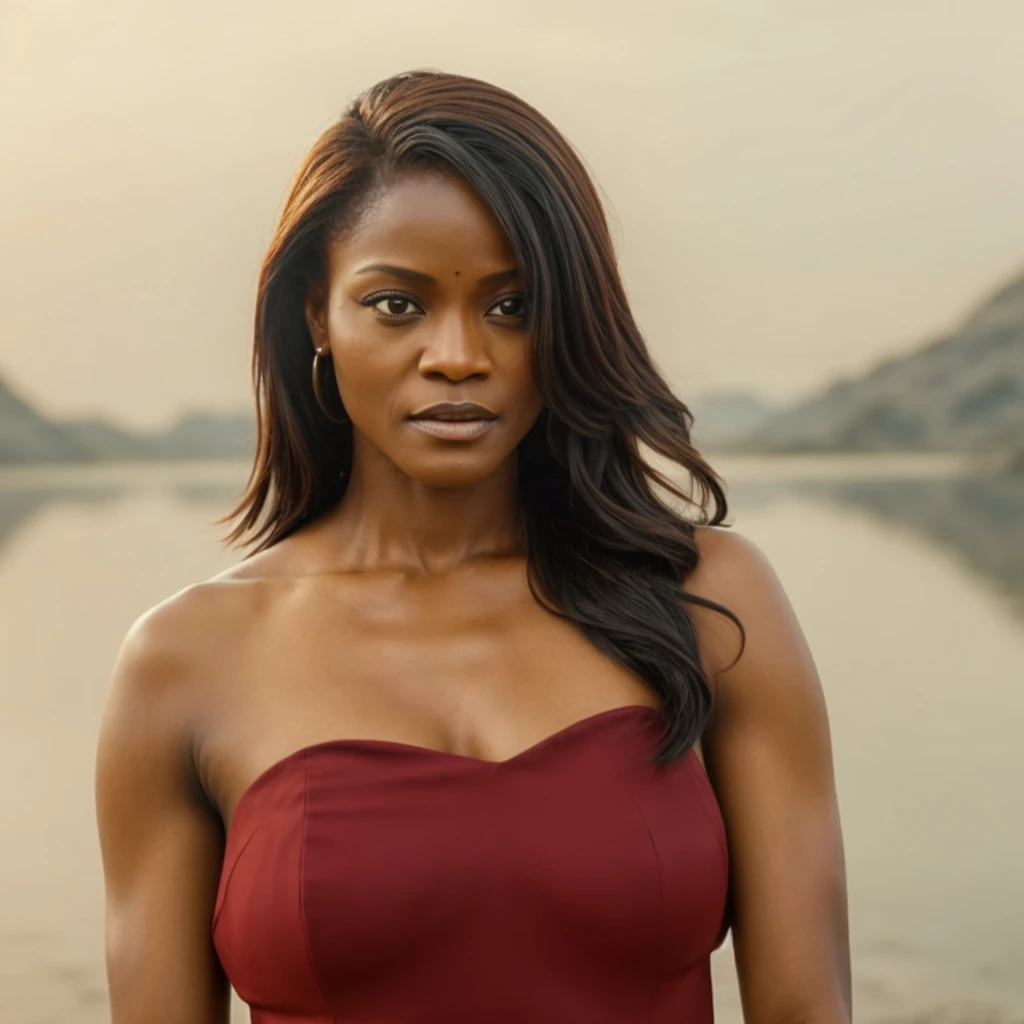 Extremely gorgeous, stunning beauty, Theresa Randle AS A WAKANDAN WARRIOR, DETAILS, GOOD SKIN, highly detailed, skin pores, sharp focus, amazing details, 