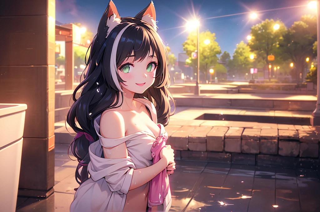 a cute nude cat girl with your little daughter, wearing lipstick, with oversized breasts, smiling, digital art, hyperrealistic, 8k, photorealistic, highly detailed, intricate details, cinematic lighting, vibrant colors, warm color palette, masterpiece, wet, in the bathroom, black hair, girl masturbation, dildo
