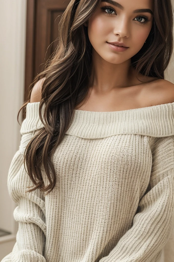 ((Best Quality)), ((Masterpiece)), (detailed), 1 girl, off shoulder sweater,