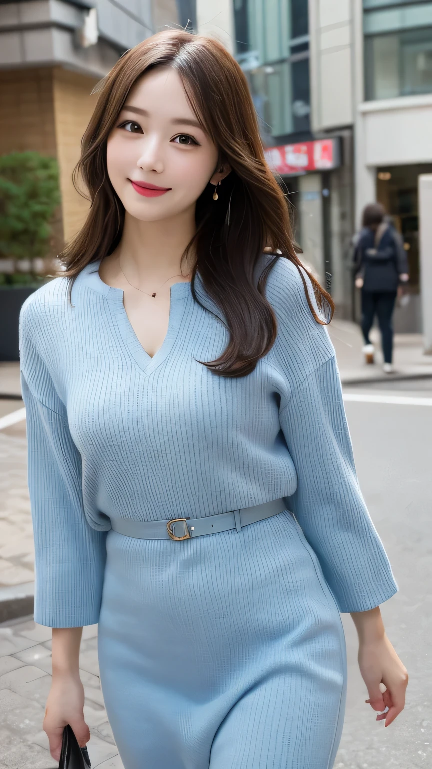 Tabletop, Highest quality, figure, Very detailed, In detail, High resolution, 8k wallpaper, Perfect dynamic composition, Beautiful attention to detail, dress,Medium Hair, Natural color lip, Random sexy poses,smile,Aoyama Street Walk、26-year-old woman