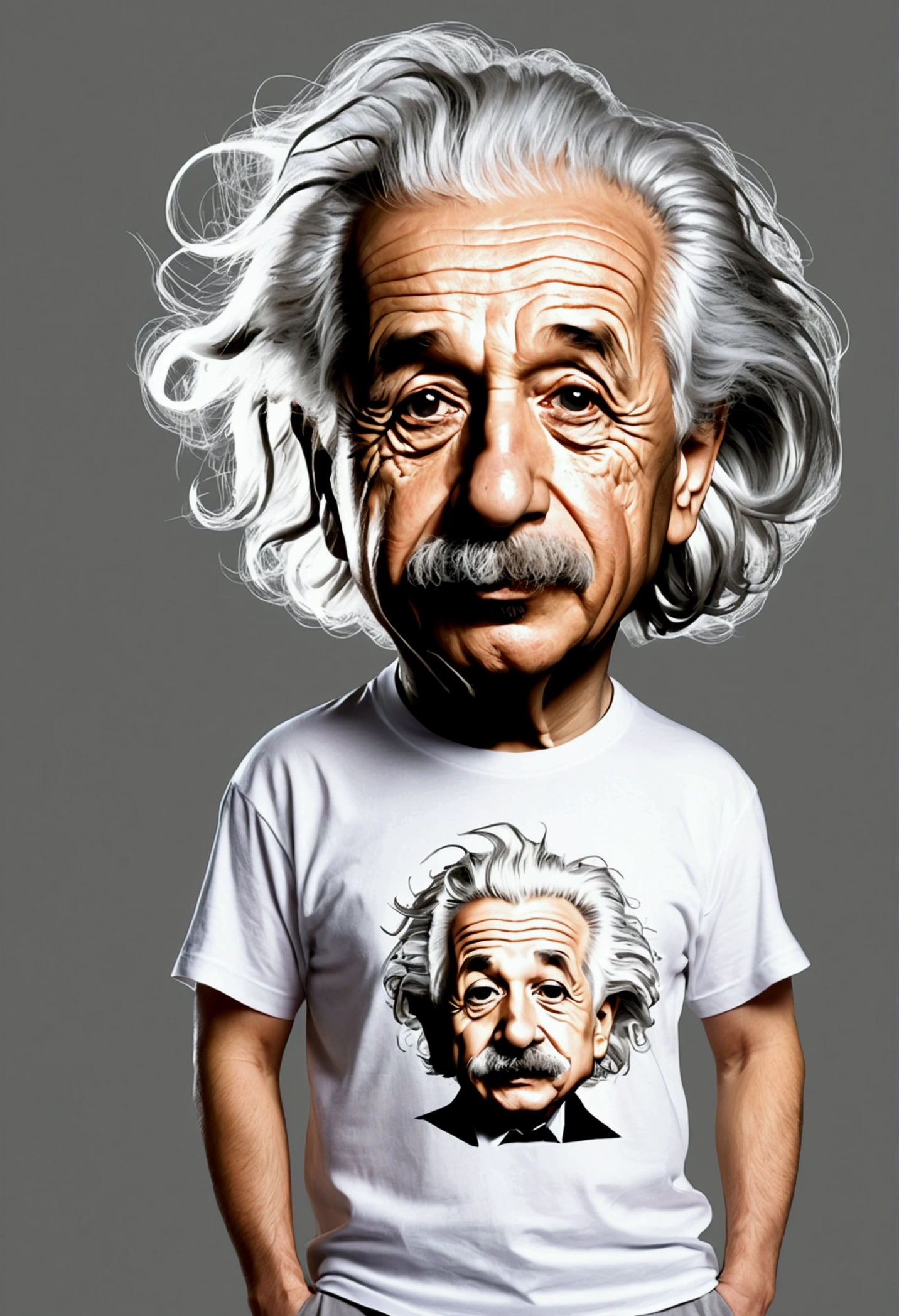 Einstein Caricature T-Shirt Design, White background