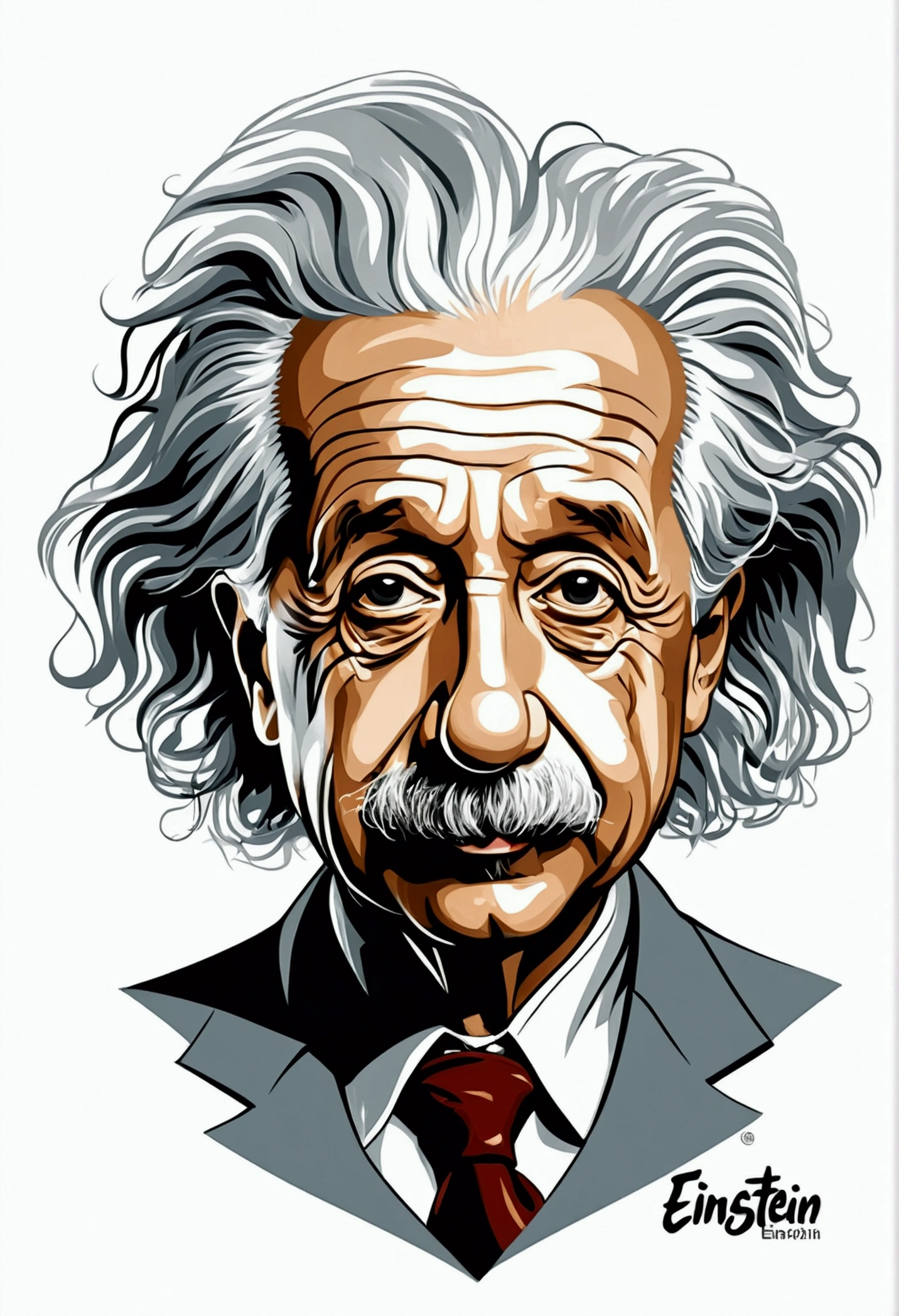 Einstein Caricature T-Shirt Design, White background