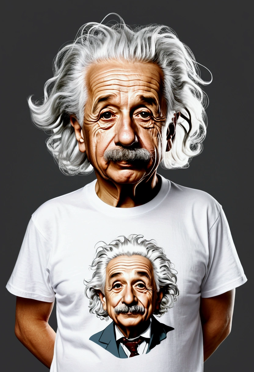 Einstein Caricature T-Shirt Design, White background