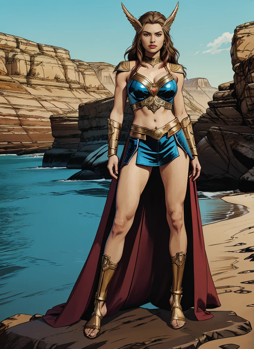 ((Full body photo, standing, feet on the ground)) Alison Tyler as a Valkyrie of Asgard, blue eyes, long brown hair, perfect body, Lady Knight,  She-ra, TM Samurai, intricate face details, poster style, icons, vibrant colors, vector style, digital art, 4K, intricate details, mesmerizing, professionally made, beautiful vector illustration, 12K resolution, 3D, all characters in detailed full body, highly detailed, vibrant, ultra high quality, Hyperrealism, Photorealism, octane render]


