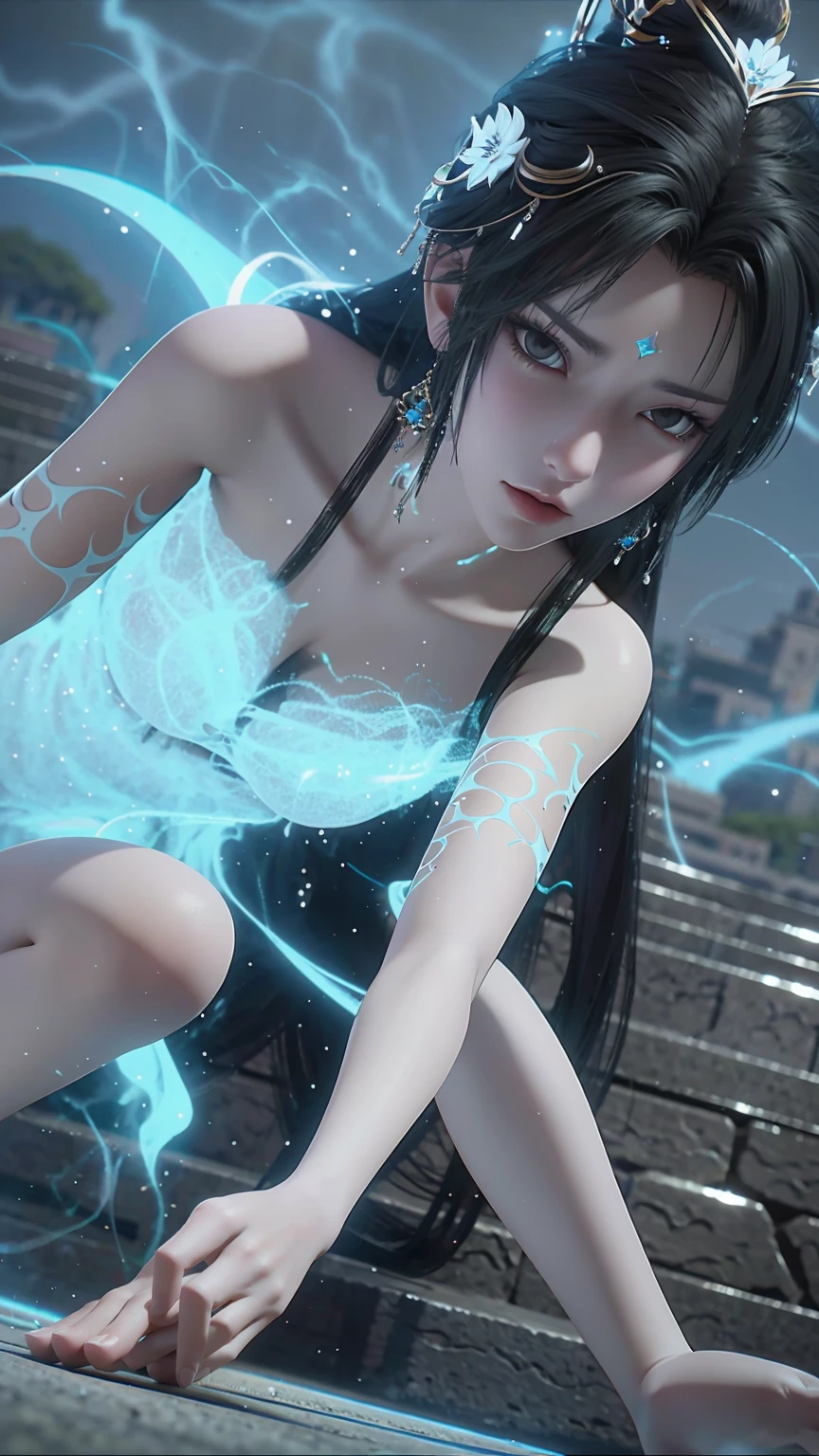 Arad woman in a dress sitting on a throne, cute anime waifu in a nice dress, trending on cgstation, 8K high quality detailed art, anime barbie in white, highly detailed exquisite fanart, Extremely detailed Artgerm, the anime girl is crouching, Flowing magic robe, Beautiful and attractive anime woman, WLOP 和 Sakimichan