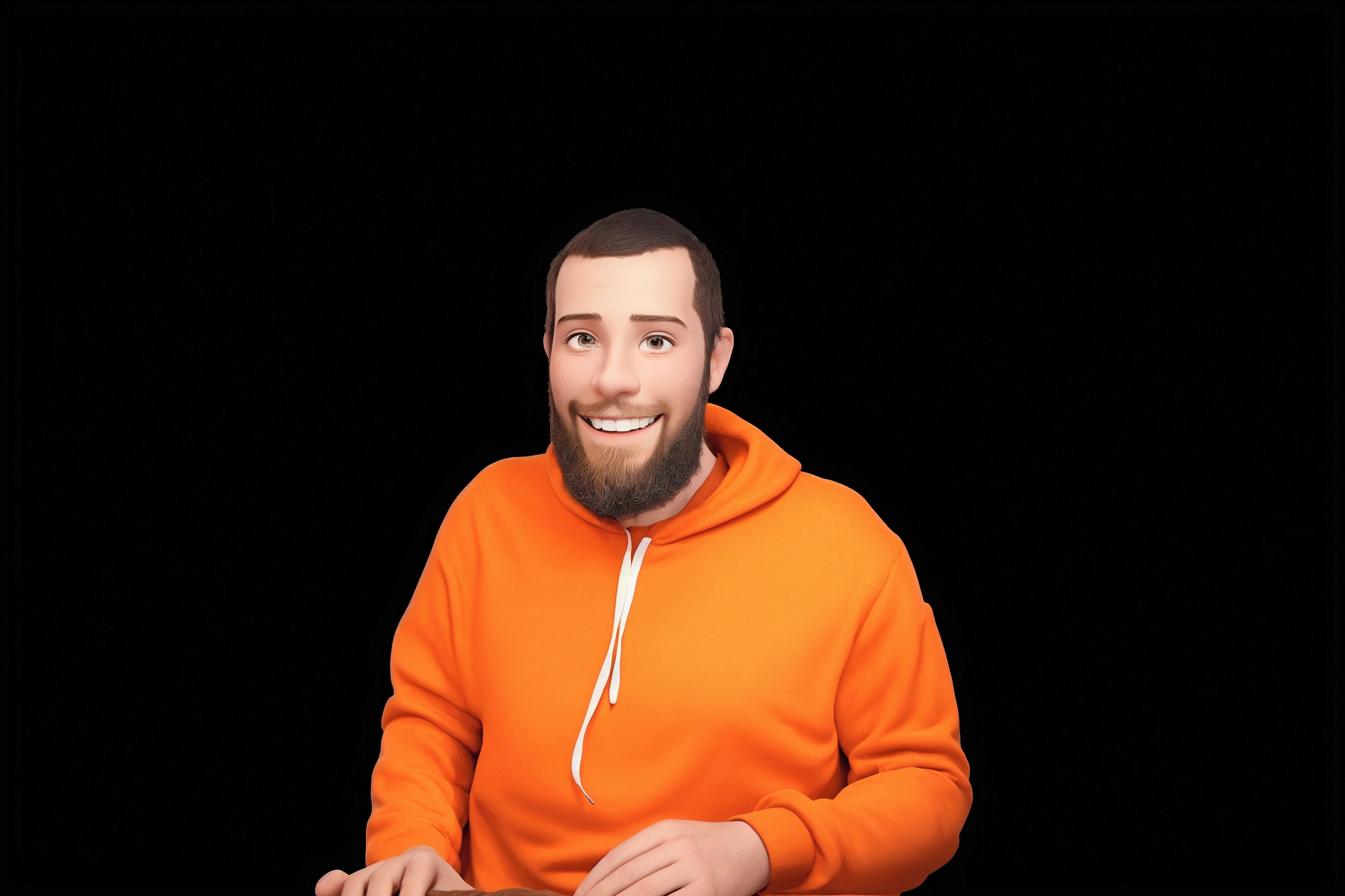 slim young man smiling with beard and short hair 8K