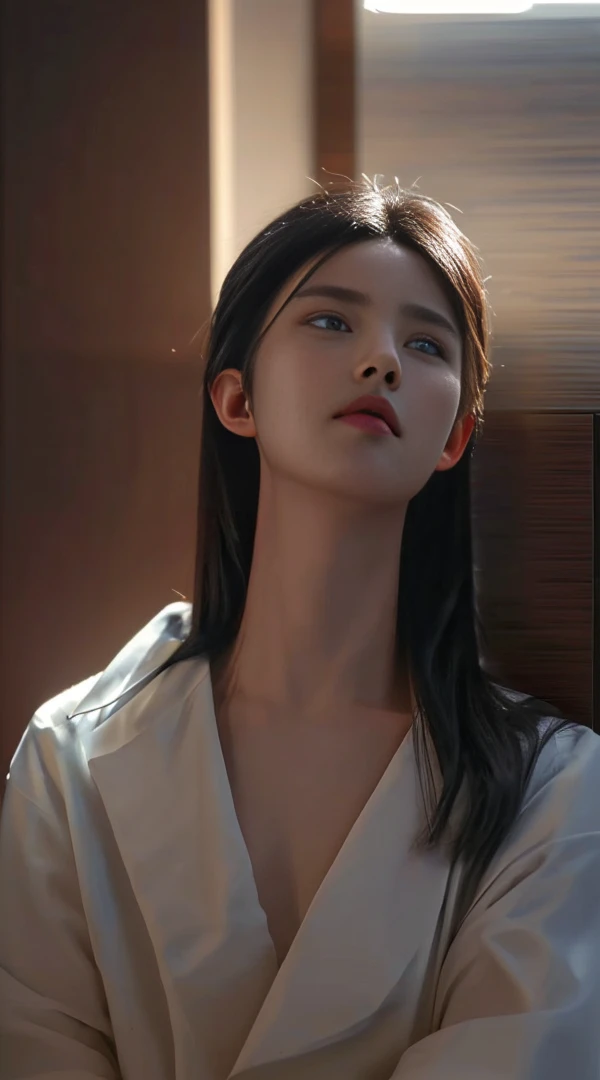 ((Best quality, 8k, Masterpiece :1.3)), upper body, Sharp focus: 1.2, one man with perfect figure, Highly detailed facial and skin textur e, Detailed eyes, Double evelids, Interior view, perfect lighting, Glowing skin,