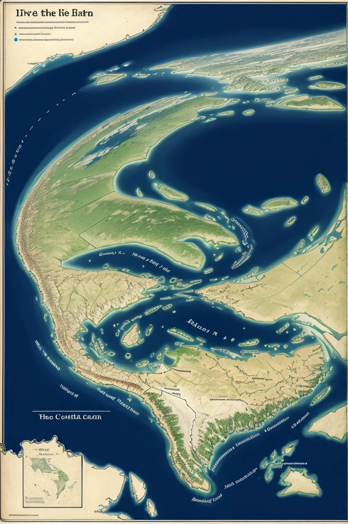 Book map. A very large country, divided into 14 parts, the coastal part has to be the largest one.