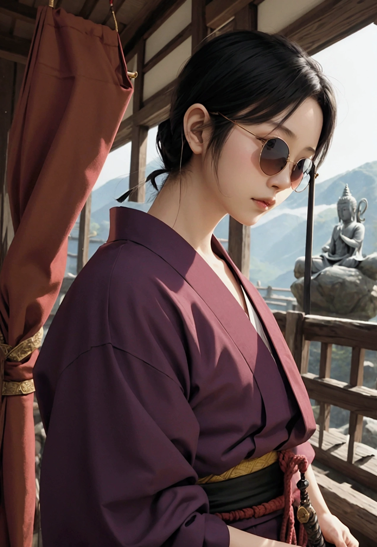 Japanese monk、Small、Expert、strongest、sunglasses、Buddha、Myo-o、Law sword