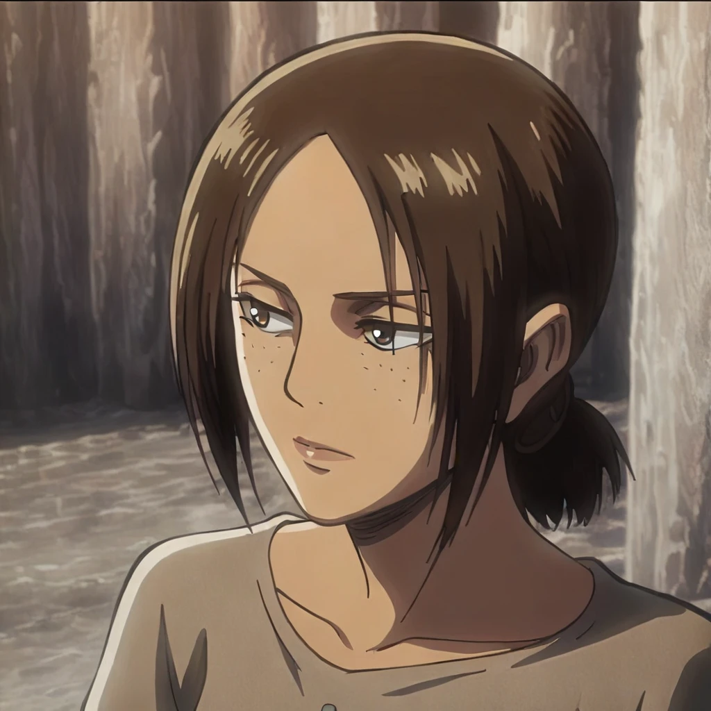 score_9, score_8_up, score_7_up,1girl,source_anime,brown hair,short tied hair,brown eyes,freckles,detailed face,masterpiece,best quality,outdoors, upper body, medium breasts