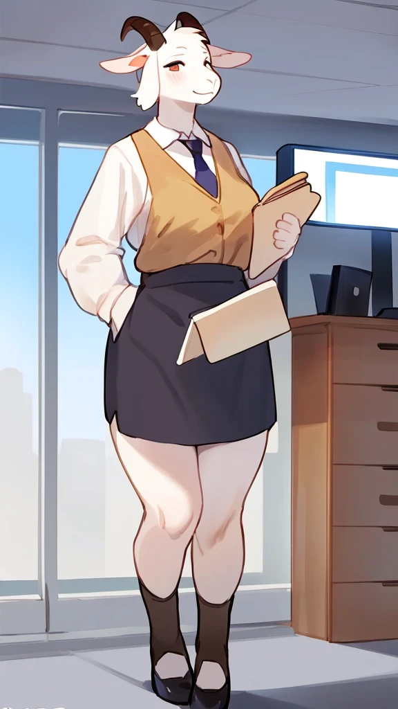 Solo, female,goat,(by bebebebebe), bottomheavy,goat,office skirt