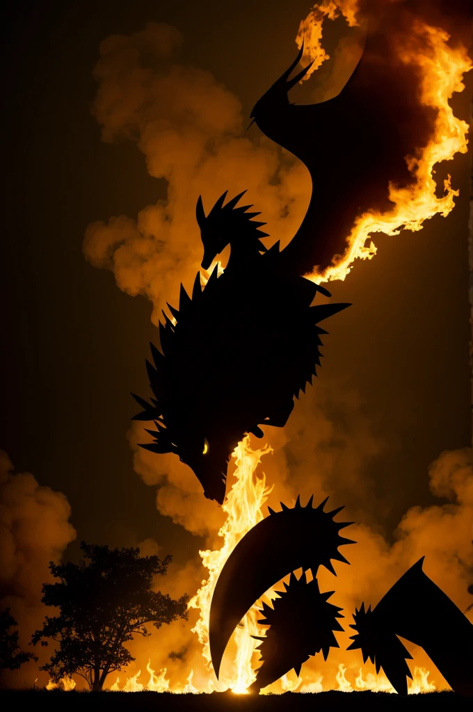 A silhouette of a living being with sulfur type fire Pokémon