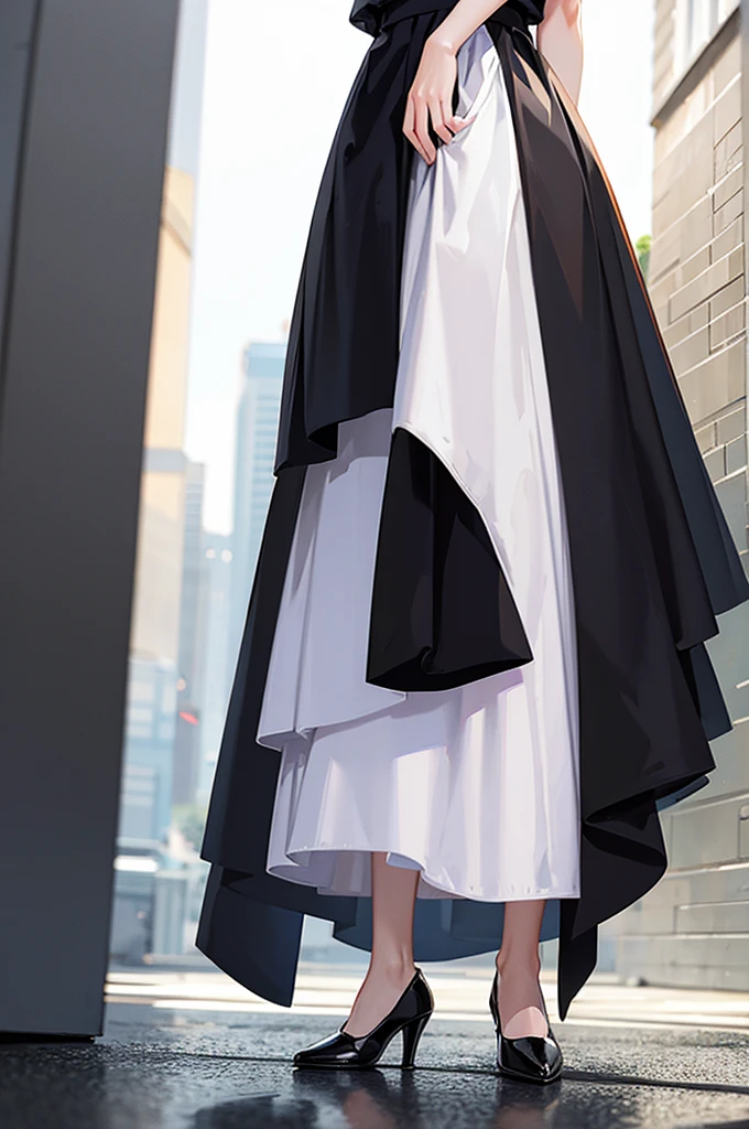 20Generation of women Long skirt Low heels sexy Standing posture White background