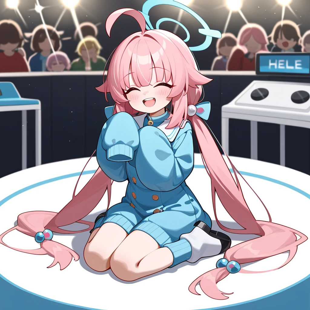 score_9,score_8_superior,score_7_superior,One girl,Hoshino (Blue Archive),tooth,Pink Hair,alone,Twin tails,hoois,Ahoge,Long Hair,Little,Hello,low Twin tails,closeis eyes,hair ornaments,bangs,blush,smile,stanising,full boisy,very Long Hair,Open your mouth,In-person audience,Hair ties,hooisie,stuffeis toy,Long sleeve,hoois superior,stuffeis animal,:is,skin tooth,Hair between the eyes,white hooisie,holising,simple backgrounis,=_=,Shine,Sleeves are longer than your fingers,animal hoois,