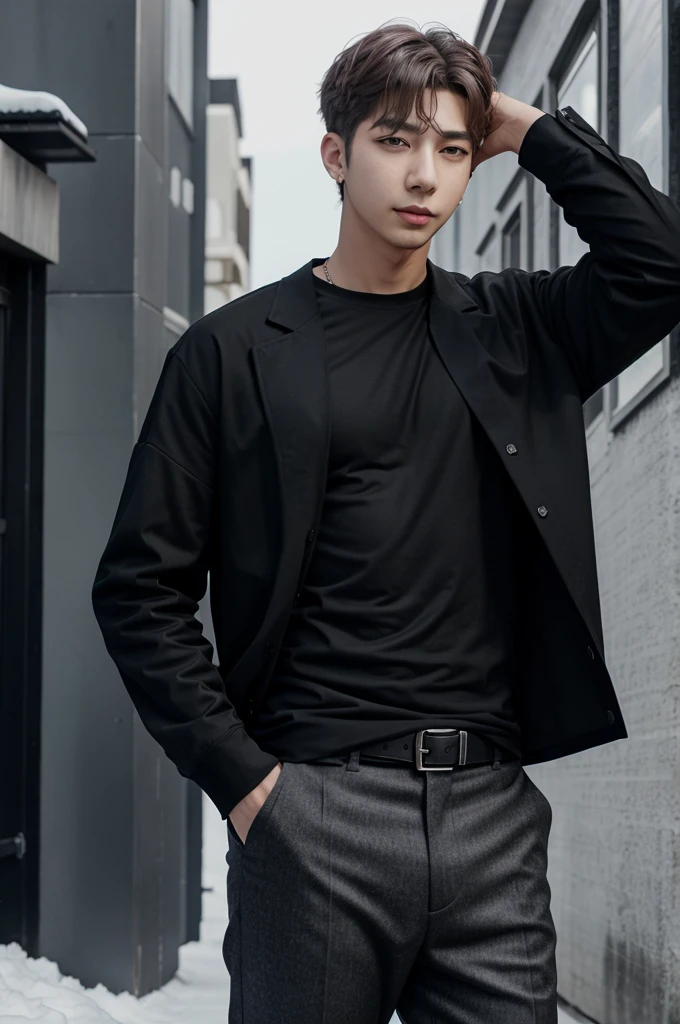 BTS namjoon black shirt 3d photo winter season 