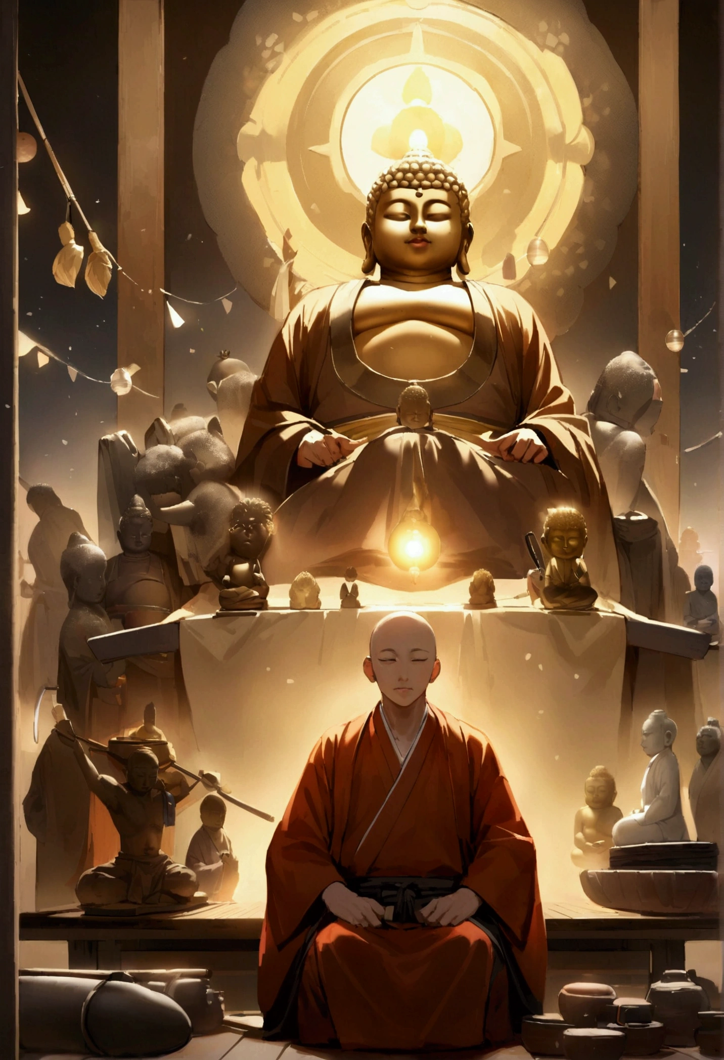 Japanese monk、male、Small、Expert、strongest、Round sunglasses、Buddha、Myo-o、Tools