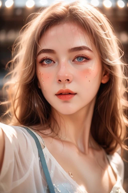 A mystical and ethereal scene with stars, flowers, nature, falling rain, etc. all composed of light and luminance, (highest quality, 4k,8k, high resolution, masterpiece:1.2), (extreme upper body close-up angle), very detailed (realistic) , realistic, realistic):1.37),cinematic lighting,dramatic atmospheric lighting,vivid colors,fantasy,surreal,luminous,dreamlike,ethereal,magical,intricate details,lush vegetation,tranquil,delicate,intricate,elegant,soft focus ,movie-like, dramatic, wonderful composition