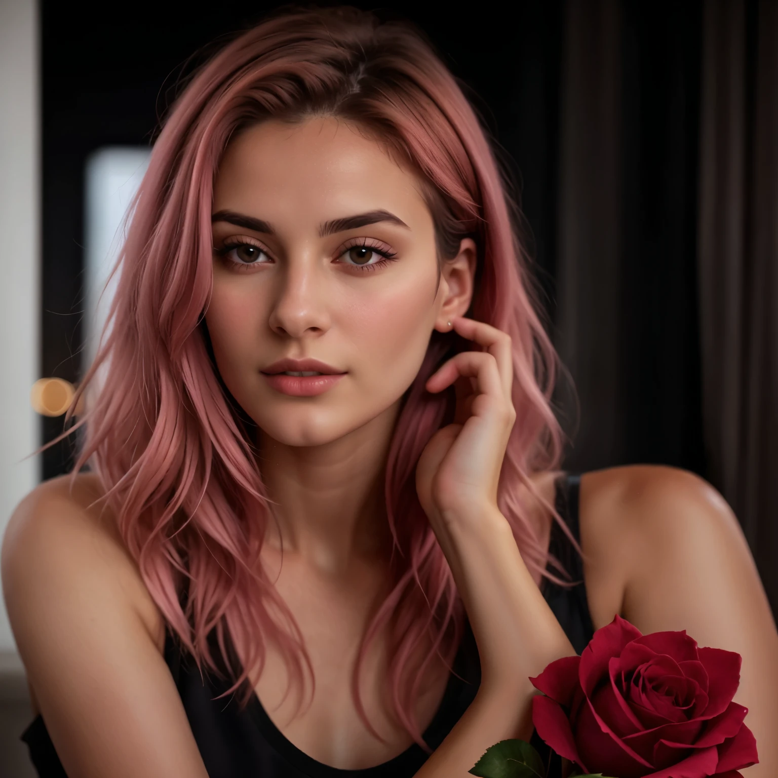 soldat aux cheveux roses, 1fille, porter un pull à col roulé,, professionnel, la photographie, excellent éclairage, impeccable, Précision, couleurs riches, ombres profondes, clarté, haute résolution, lame de rasoir, Composition, lumière et ombre, beauté intemporelle, Captivé, talent artistique, artisanat, Élégance, sophistication, Exquis, détails, atmosphère, équilibre, magistral, technique, capturé de manière experte, superbe, Impact visuel, qualité supérieure, convaincant, professionnel-grade, esthétique, impeccable, Remarquable, la perfection, attention, dynamique, évocateur, Nuancé, profondeur, dynamisme, cours de maître, Stupéfiant, inspirante, haute définition, Séduisant, enchanteur, texture, narration, fascinant, Cinématique, élite, talent artistique.