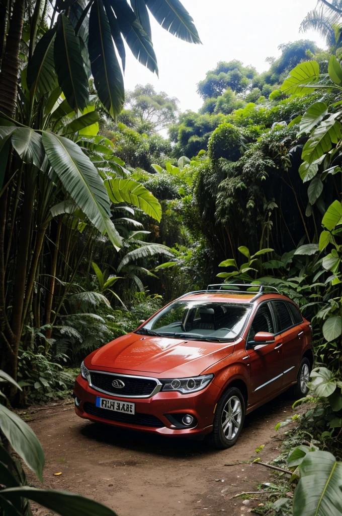 Car is going in jungle