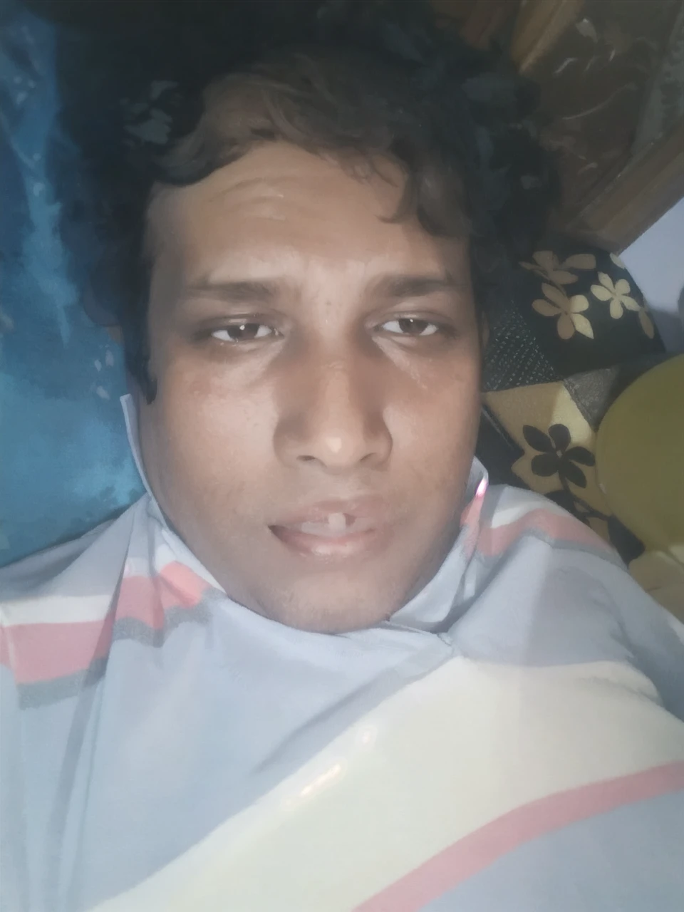 masterpiece,best quality,ruit,1boy,solo,eating,holding watermelon,male focus,brown hair,yellow shirt,pants,holding,open mouth,sitting ground,smile,short sleeves,white footwear,sky,forest,dog,(more Cut Watermelon:1.1),