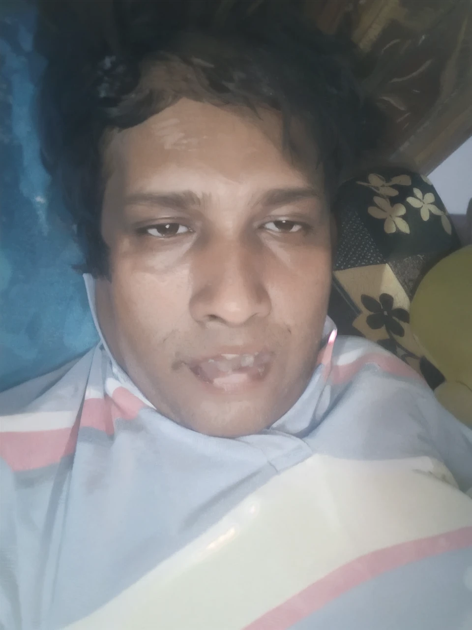 masterpiece,best quality,ruit,1boy,solo,eating,holding watermelon,male focus,brown hair,yellow shirt,pants,holding,open mouth,sitting ground,smile,short sleeves,white footwear,sky,forest,dog,(more Cut Watermelon:1.1),
