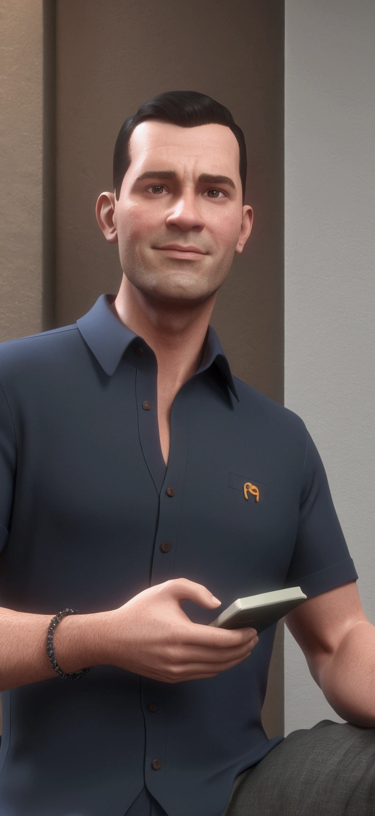 Cartoon character of a man in a blue shirt, animation character, stylized character, animation style rendering, 3d stylized, Arnold Maya rendering, Stylized 3D rendering, toon render screenshot, 3d character, 3d character, Stylized 3D rendering, 3D character rendering, cartoon character, Personagem de close up, character posing,  (Pixar-style) (master part:1.2) (bokeh) (best qualityer) (skin detailed) (detailed texture) (8k) (Argilla) (cinematic lighting) (sharp focus